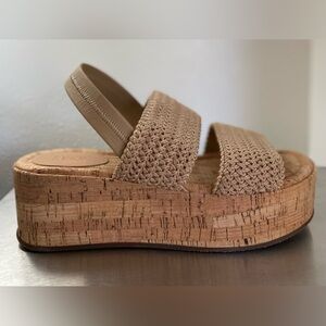 Women's Tan Platform Slingback Sandals